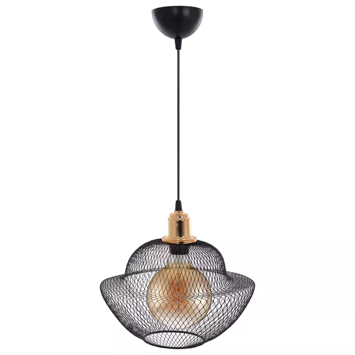 CEILING PENDANT BLACK METAL MESHES MODERN STYLE Φ30x65Hcm.HM7690.01