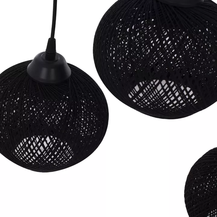 CEILING PENDANT THREE-LIGHT WITH SPHERICAL CAPS KNITTED ROPE 50x18x80Hcm.HM7705.01, INDOORS
