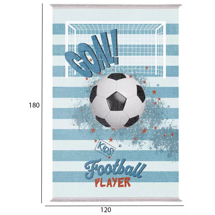 KIDS' CARPET WITH FRINGES HM7679.21 GOAL-BLUE 120Χ180