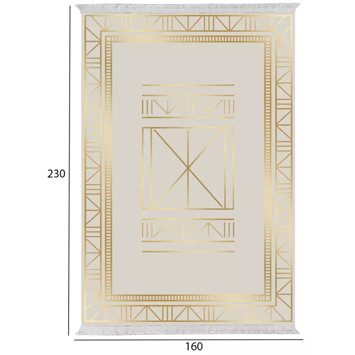 LIVING ROOM CARPET WITH FRINGES JOSIANE HM7675.34 BEIGE-GOLD 160X230