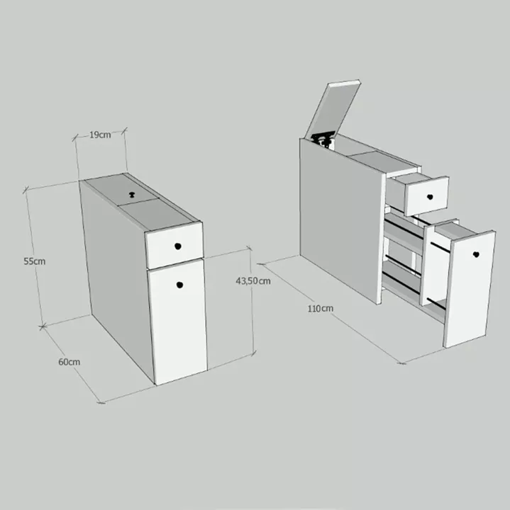 BATHROOM CABINET CHARCOAL GREY MELAMINE 19x60x55Hcm.HM9424.01