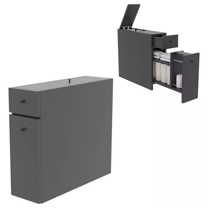 BATHROOM CABINET CHARCOAL GREY MELAMINE 19x60x55Hcm.HM9424.01