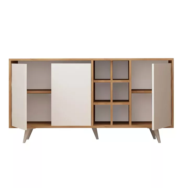 BUFFET MELAMINE WALNUT AND WHITE COLOR 140x40x86Hcm.HM9432.02