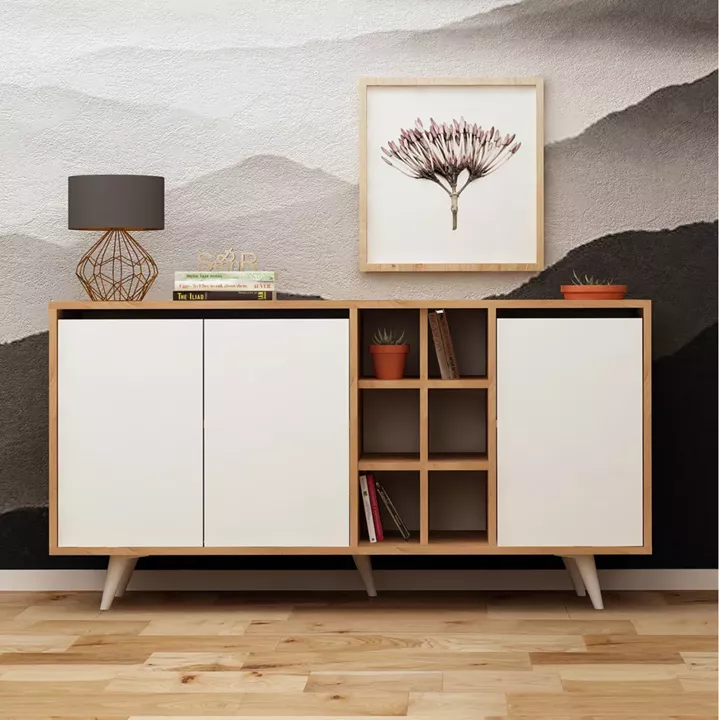 BUFFET MELAMINE WALNUT AND WHITE COLOR 140x40x86Hcm.HM9432.02
