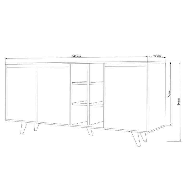 BUFFET MELAMINE WALNUT AND WHITE COLOR 140x40x86Hcm.HM9432.02