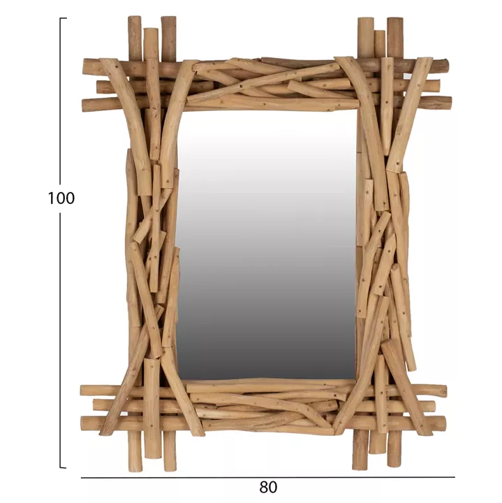 MIRROR FB99372 SOLID TEAK BRANCHES NATURAL 100X80H