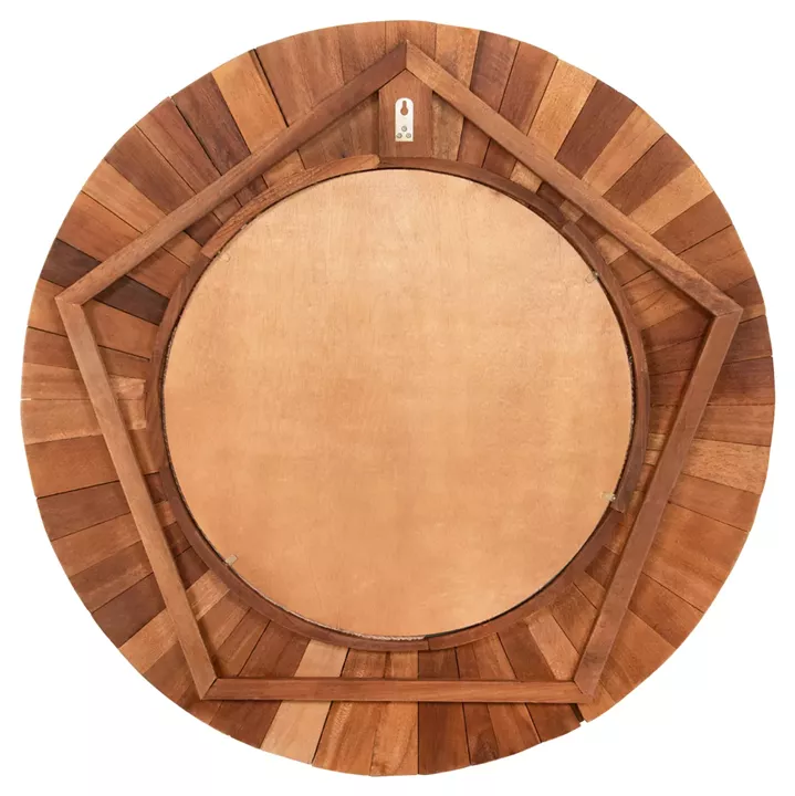 WALL MIRROR HM7726 RECYCLED WOOD NATURAL Φ100cm