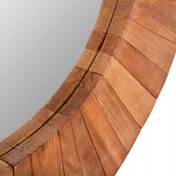 WALL MIRROR HM7726 RECYCLED WOOD NATURAL Φ100cm