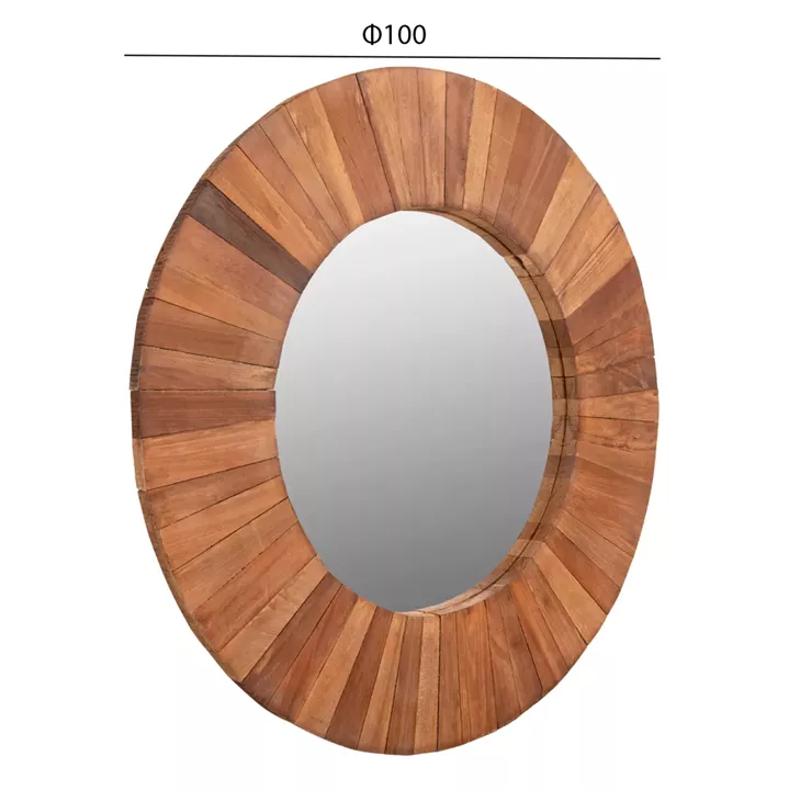 WALL MIRROR HM7726 RECYCLED WOOD NATURAL Φ100cm