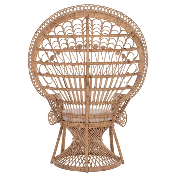 ARMCHAIR ROYAL PEACOCK HM9342 RATTAN IN NATURAL- CUSHION BEIGE 114x72x150Hcm.