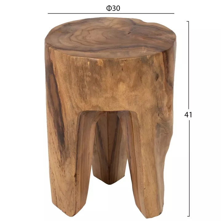 3-LEG STOOL SOLID TEAK NATURAL COLOR Φ30x40Hcm.HM9349