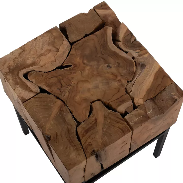SIDE TABLE HM9353 SQUARE SOLID TEAK NATURAL COLOR 38X38X55H