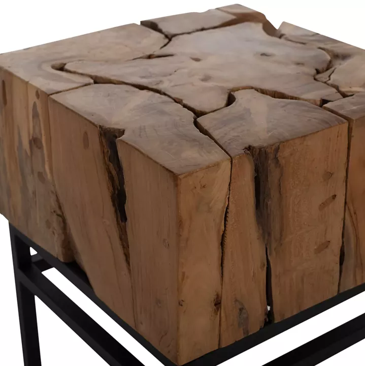SIDE TABLE HM9353 SQUARE SOLID TEAK NATURAL COLOR 38X38X55H