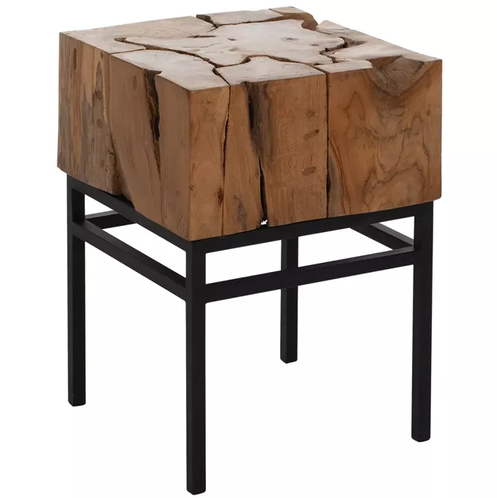 SIDE TABLE HM9353 SQUARE SOLID TEAK NATURAL COLOR 38X38X55H