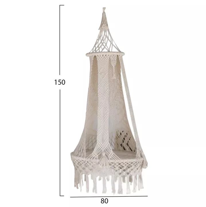 HAMMOCK ΗΜ9345 ECRU ROPE MACRAME Φ80X150Η