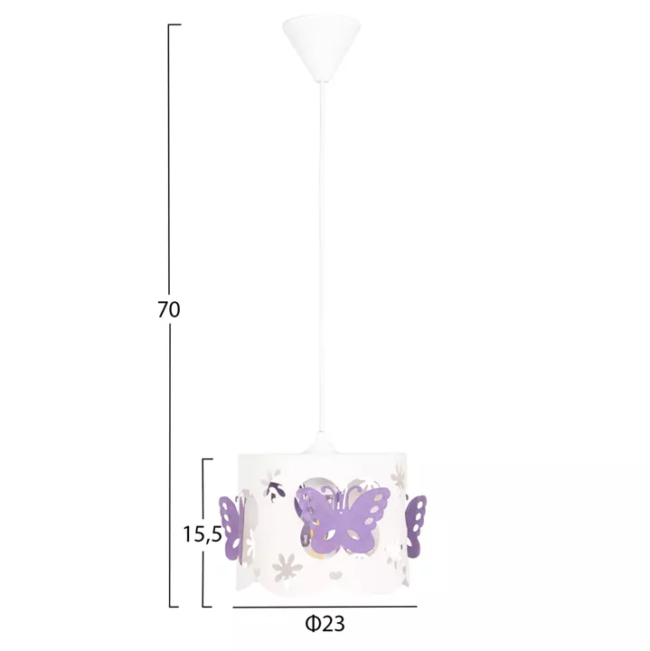 CEILING PENDANT KIDS' LAMP LEPTIR HM4705.02 METALLIC CAP IN PURPLE-WHITE Φ23x70Hcm.