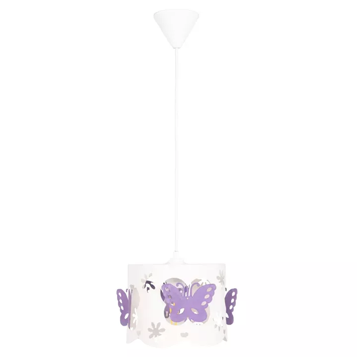 CEILING PENDANT KIDS' LAMP LEPTIR HM4705.02 METALLIC CAP IN PURPLE-WHITE Φ23x70Hcm.
