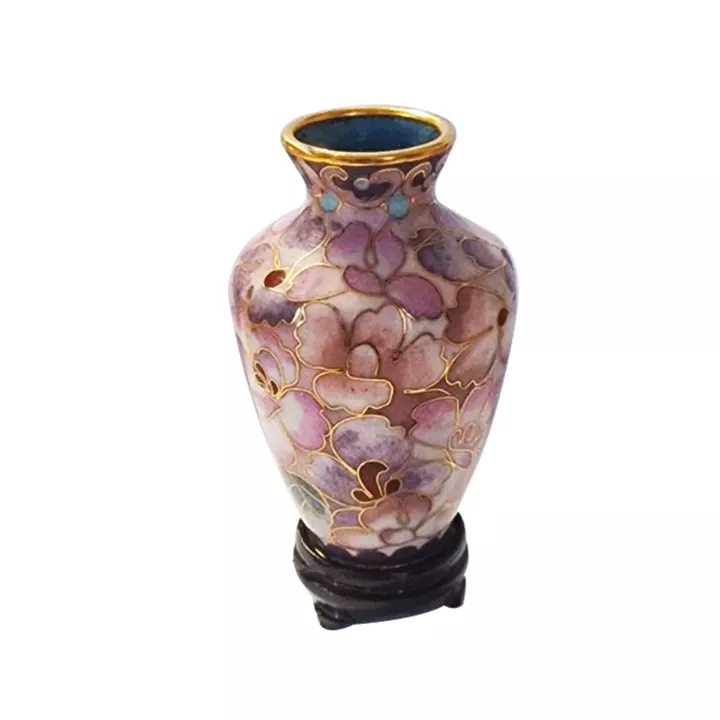 Artekko Chinese 1000 Flowers Cloisonne Αυθεντικό Χάλκινο Διακοσμητικό Βάζο 7cm