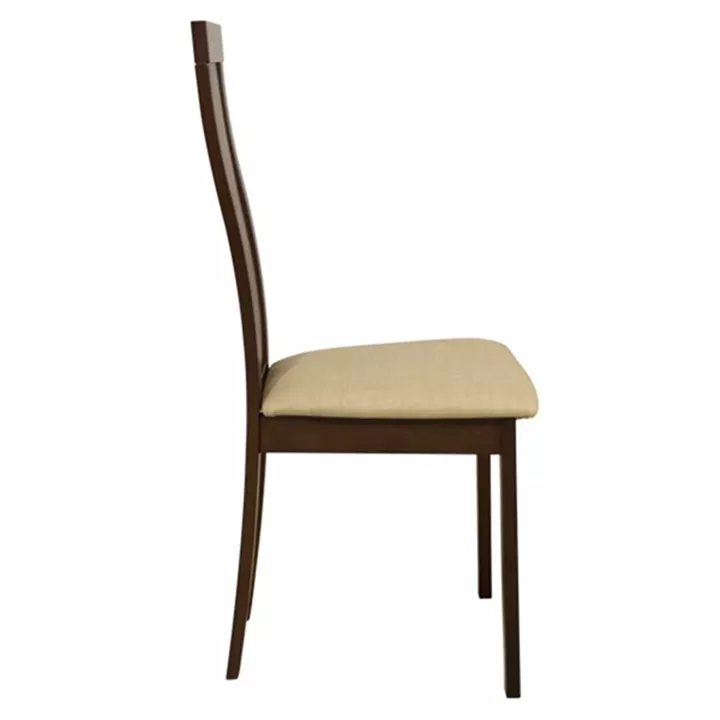 Chair Wooden solid HM0070.01 Walnut color with beige fabric