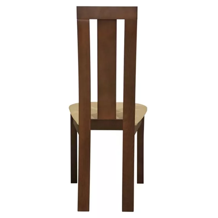 Chair Wooden solid HM0070.01 Walnut color with beige fabric