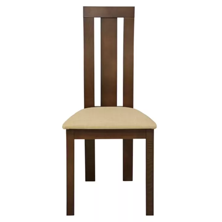 Chair Wooden solid HM0070.01 Walnut color with beige fabric