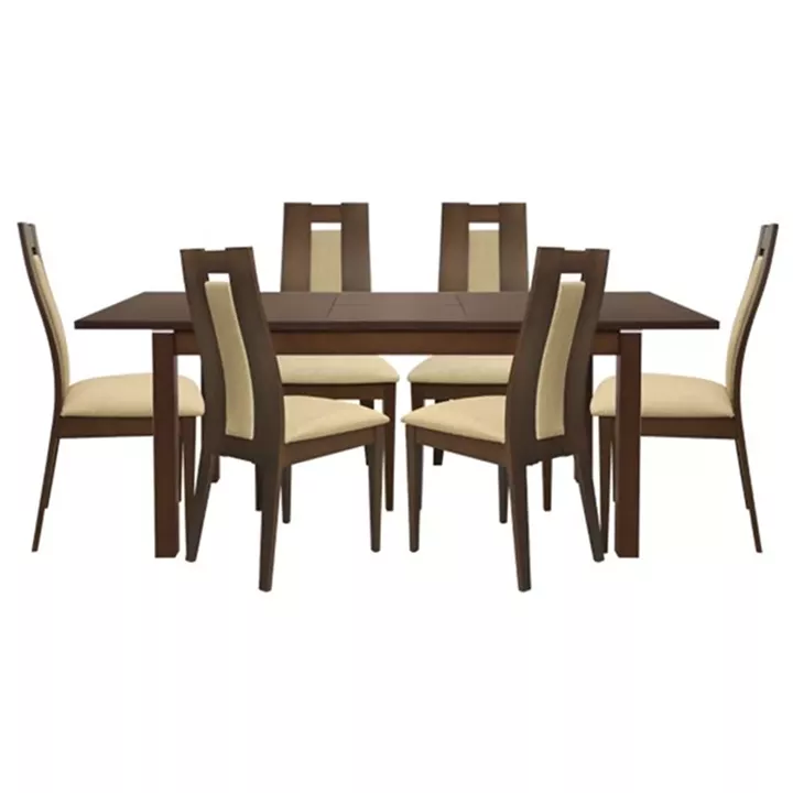Set Dining table 7 pieces Opening & chair Walnut color HM10089