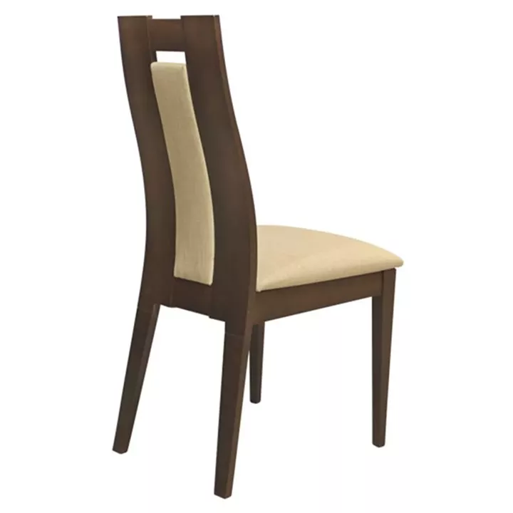 Chair Wooden solid HM0068.01 Walnut color with beige fabric