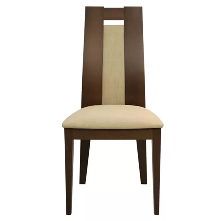Chair Wooden solid HM0068.01 Walnut color with beige fabric