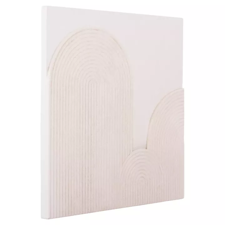 WALL DECOR PANEL SQUARE SERIES SANTORINI HM4517 MDF IN OFF-WHITE COLOR 80x4.5(thickness)x80Hcm.