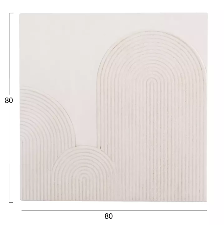 WALL DECOR PANEL SQUARE SERIES SANTORINI HM4517 MDF IN OFF-WHITE COLOR 80x4.5(thickness)x80Hcm.