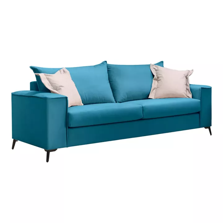 Verona pakoworld 2 pieces sofa set petrol fabric with beige colored cushions