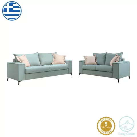 Verona pakoworld 2 pieces sofa set mint fabric with cream colored cushions