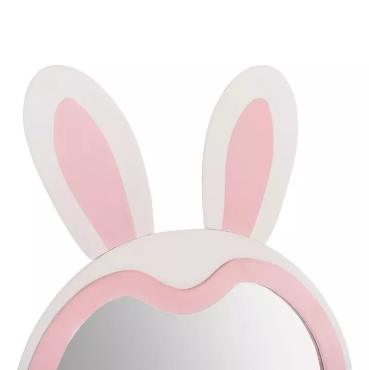 KIDS' FLOOR STANDING MIRROR BUNNY HM4489.01 MDF IN PINK & WHITE- BLACK STAND 80x162Hcm.