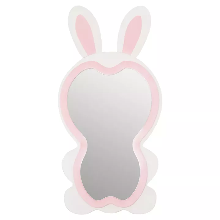 KIDS' FLOOR STANDING MIRROR BUNNY HM4489.01 MDF IN PINK & WHITE- BLACK STAND 80x162Hcm.