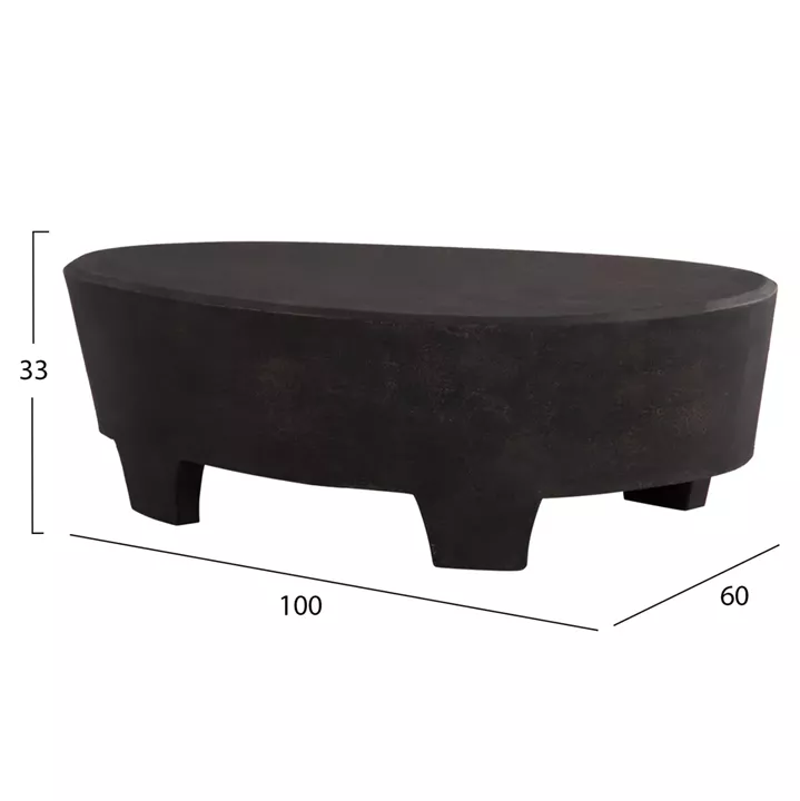COFFEE TABLE OVAL SERIES SANTORINI FB918066 MDF IN BLACK COLOR 100x60x33Hcm.