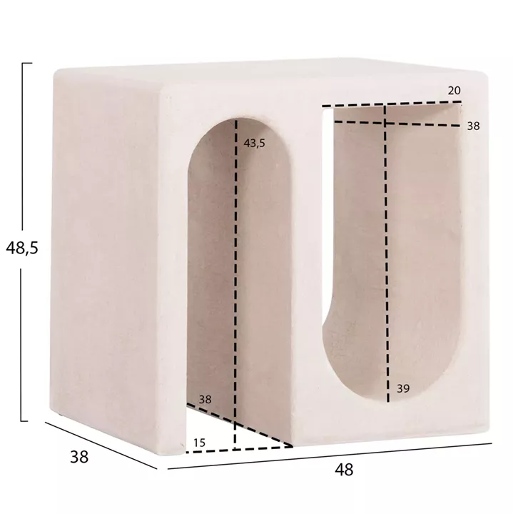COFFEE TABLE SERIES SANTORINI HM18070 MDF IN OFF-WHITE COLOR 48x38x48,5Hcm.