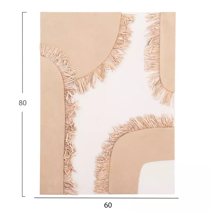 WALL DECOR PANEL RECTANGLE SERIES SANTORINI HM4533 MDF IN OFF WHITE-BROWN COLOR-DECOR IN BEIGE 60x4.5(thickness)x80Hcm.