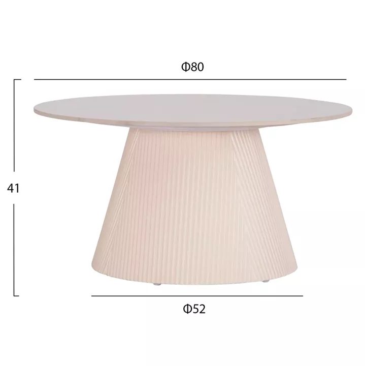 COFFEE TABLE DUNCAN HM18022.02 CERAMIC TOP-MDF BASE-CREAM WHITE Φ80x41Hcm.