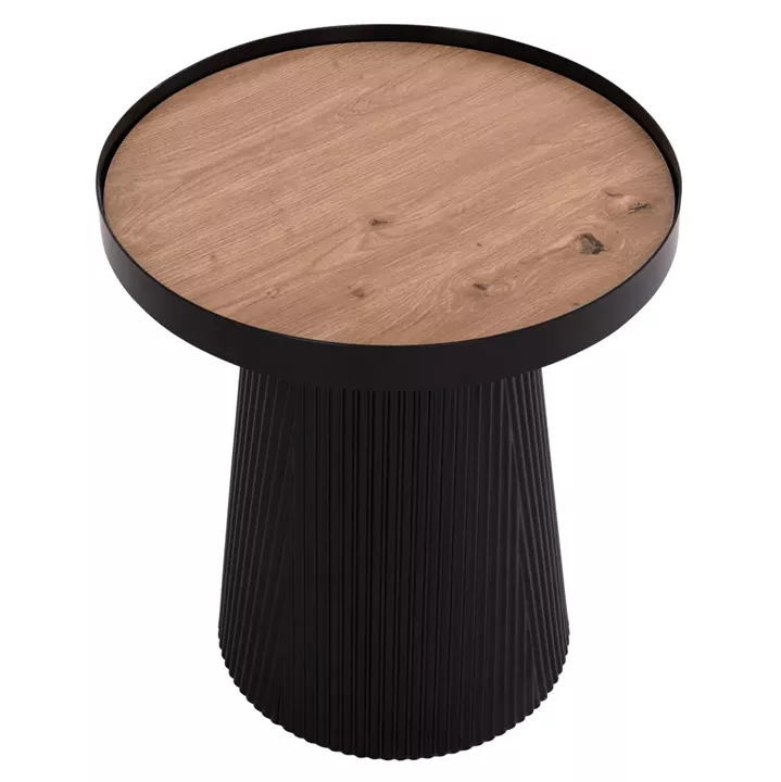 SIDE TABLE DENTON HM18023.01 MDF TOP IN NATURAL WOOD COLOR-BLACK BASE Φ45x51,5Hcm.