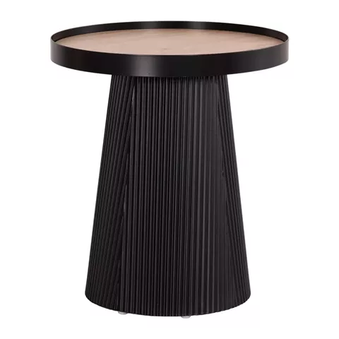 SIDE TABLE DENTON HM18023.01 MDF TOP IN NATURAL WOOD COLOR-BLACK BASE Φ45x51,5Hcm.