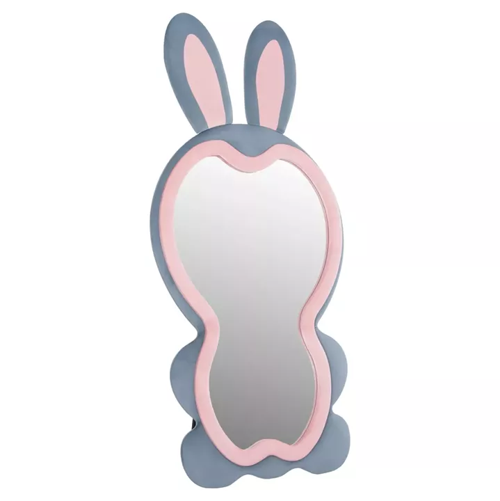 KIDS' FLOOR STANDING MIRROR BUNNY HM4489.02 MDF IN PINK & BLUE- BLACK STAND 80x162Hcm.
