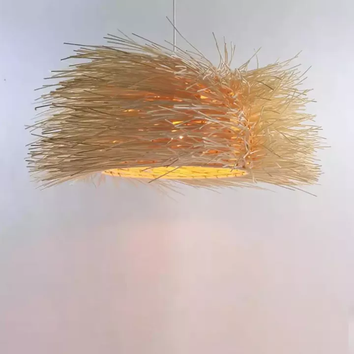 Ceiling light Tradel Inart E27 rattan in natural color D53χ19cm