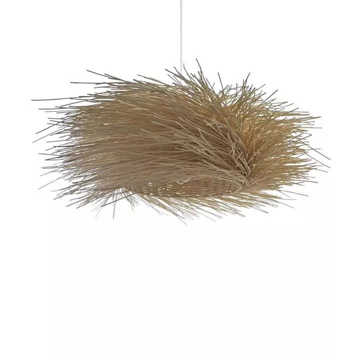 Ceiling light Tradel Inart E27 rattan in natural color D53χ19cm