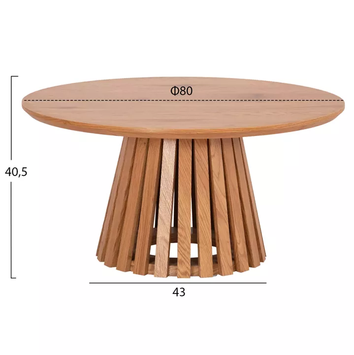 COFFEE TABLE FB918024 MDF IN LIGHT NATURAL WOOD COLOR Φ80x40,5Hcm.