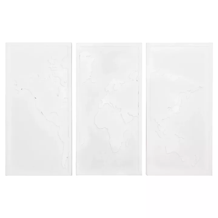 ΠΙΝΑΚΑΣ 3-ΠΤΥΧΟΣ WORLD MAP SANTORINI HM4504 MDF ΣΕ ΥΠΟΛΕΥΚΟ ΧΡΩΜΑ 180x4(πάχος)x120Υεκ.