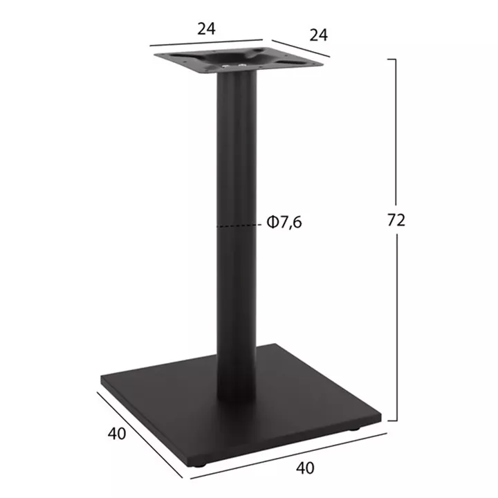 Base metallic Black matte 40x40x72 with adjusters HM421.11