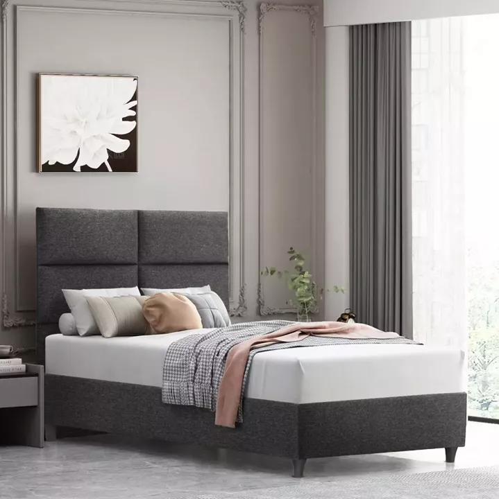 HM646.01 bed MILO, grey fabric, 120x200cm
