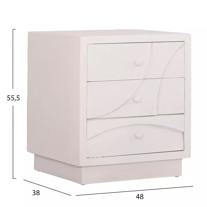 NIGHTSTAND SERIES SANTORINI HM18047 MDF IN OFF-WHITE COLOR-3 DRAWERS 48x38x55.5Hcm.