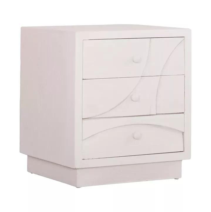 NIGHTSTAND SERIES SANTORINI HM18047 MDF IN OFF-WHITE COLOR-3 DRAWERS 48x38x55.5Hcm.