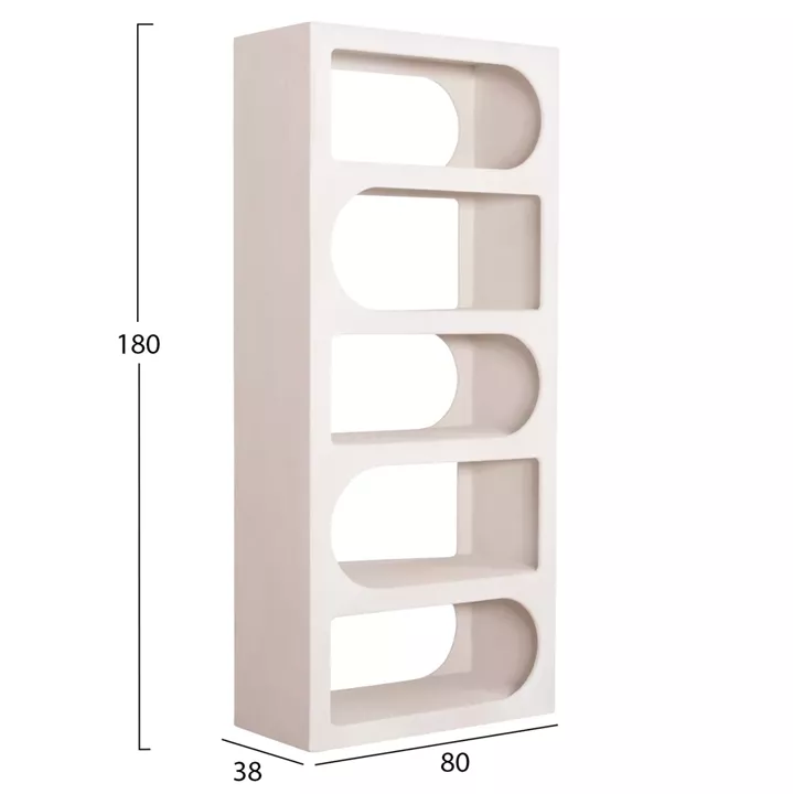 BOOKCASE SERIES SANTORINI HM18062 MDF IN WHITE COLOR 80x38x180Hcm.
